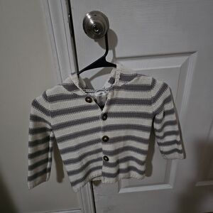Max Studio Kids Striped Gray and Cream Cardigan